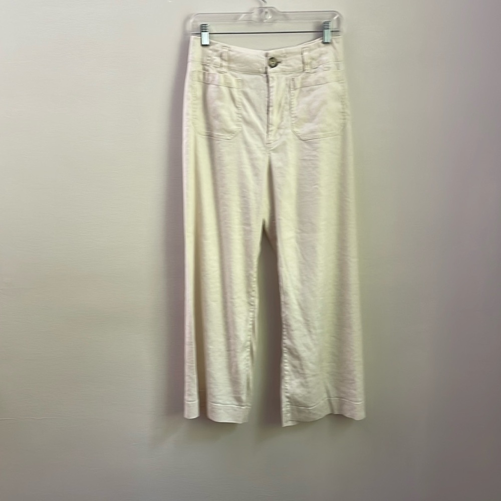Anthropologie Linen Collette Crop Pant